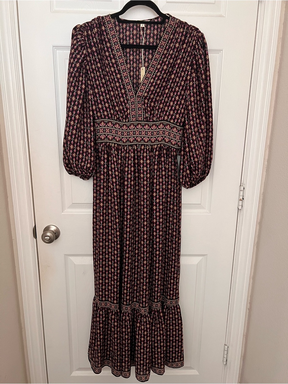 Max Studio Burgundy Floral Boho Maxi Dress